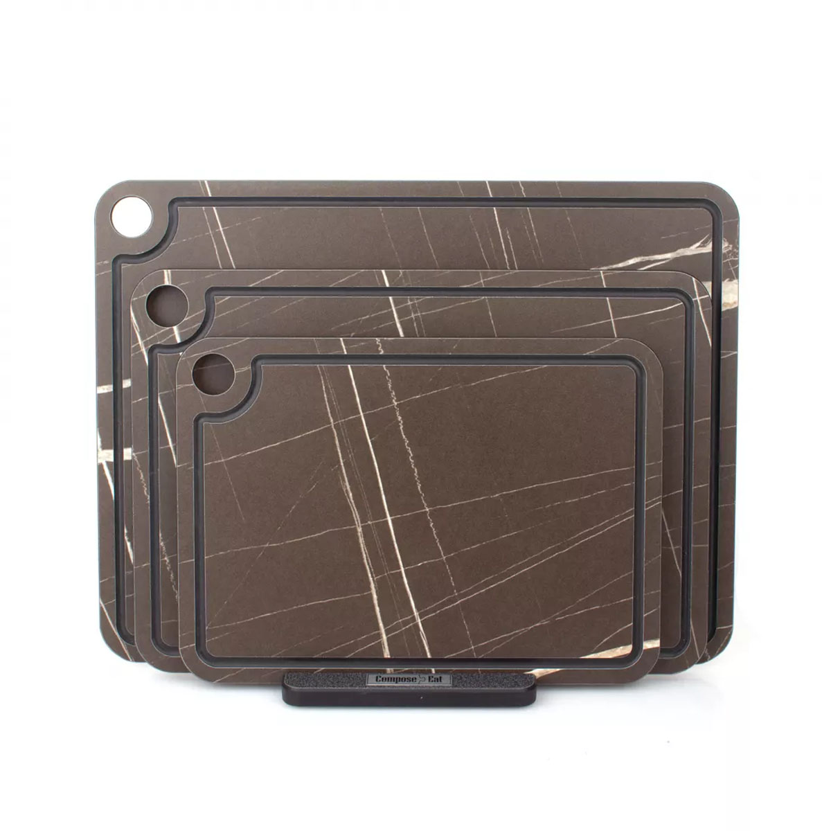 Набор разделочных досок на подставке ComposeEat Elegance мрамор Сахара Brown, 3шт