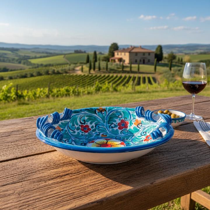 Блюдо Ceramiche Di Caltagirone Di Fatuzzo Salvatore Smerlato 3 Manici 40см