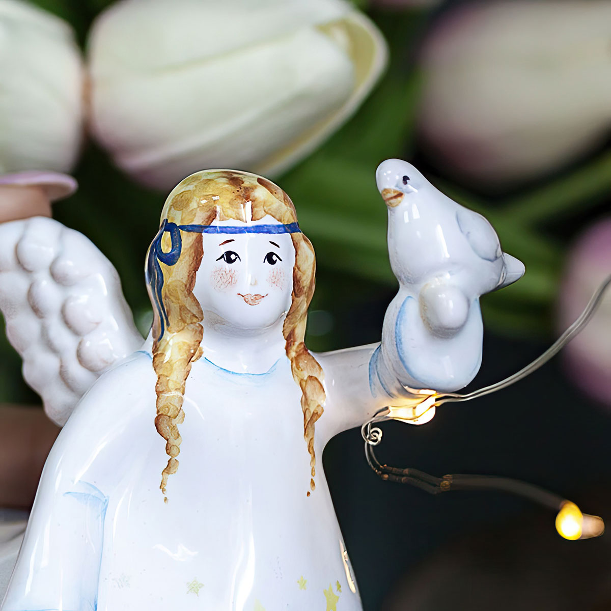 Елочная игрушка Ярославская Керамическая Мануфактура Ангел с голубем