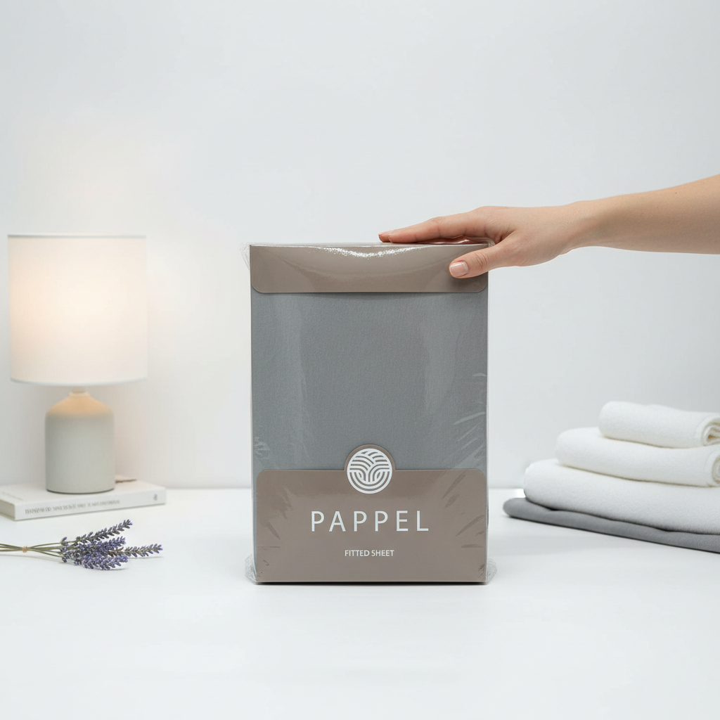 Простыня натяжная 2-спальная Pappel Comfort, цвет теплый серый