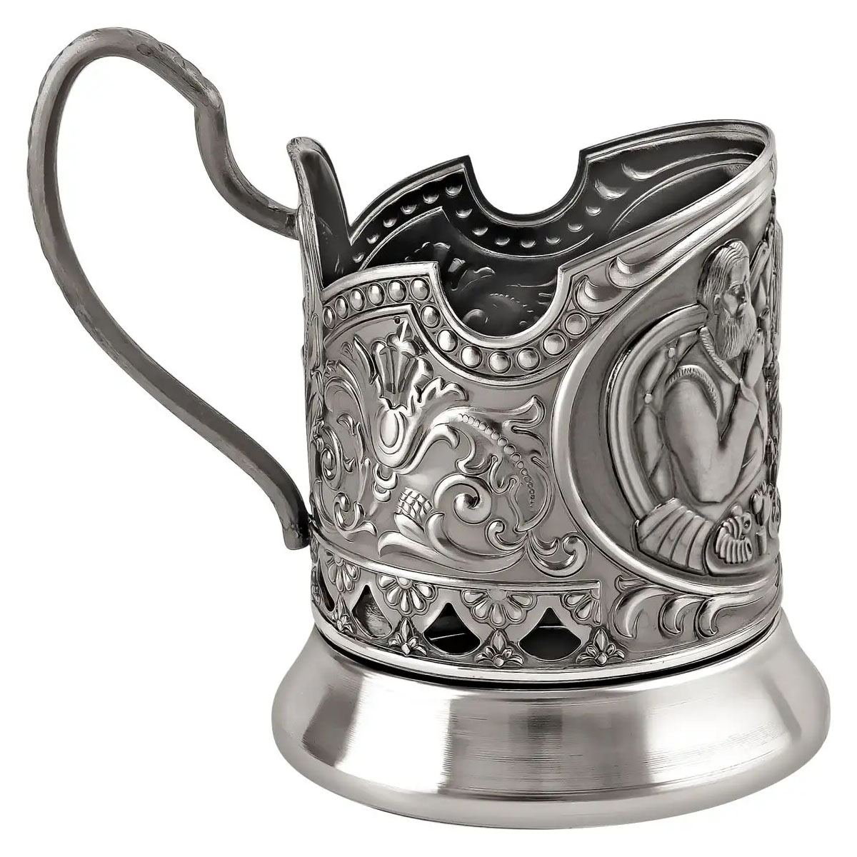 Стакан в подставканнике Кольчугинский Мельхиор Семья Русское чаепитие