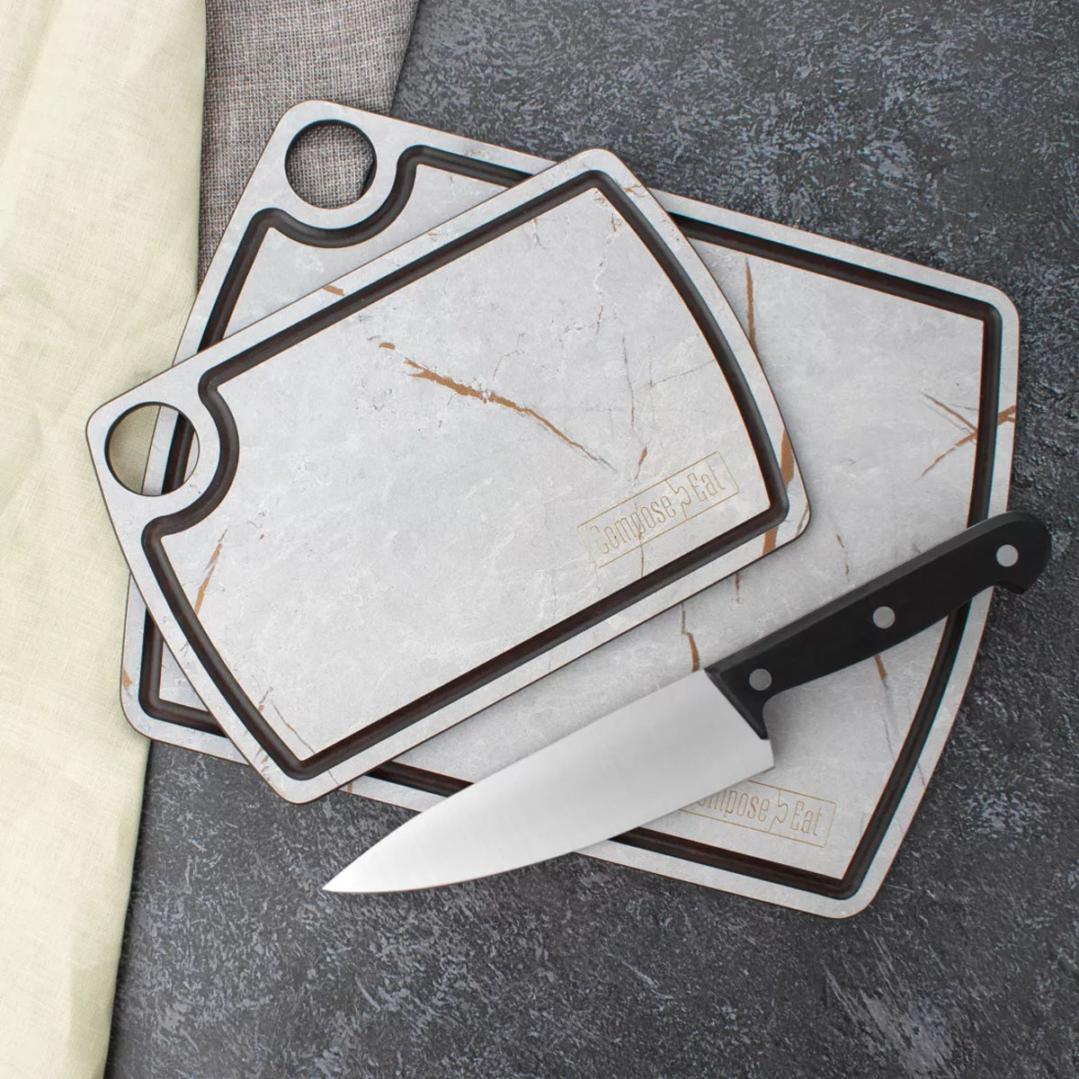 Доска разделочная c желобом ComposeEat Мраморный Грейс 29х22см