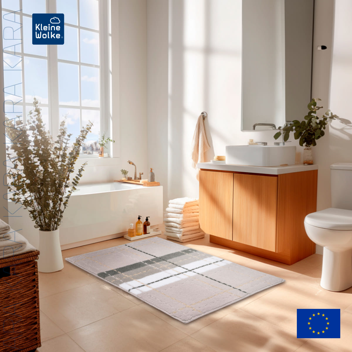 Коврик для ванной комнаты Kleine Wolke Kara 70x120см, цвет светло-серый