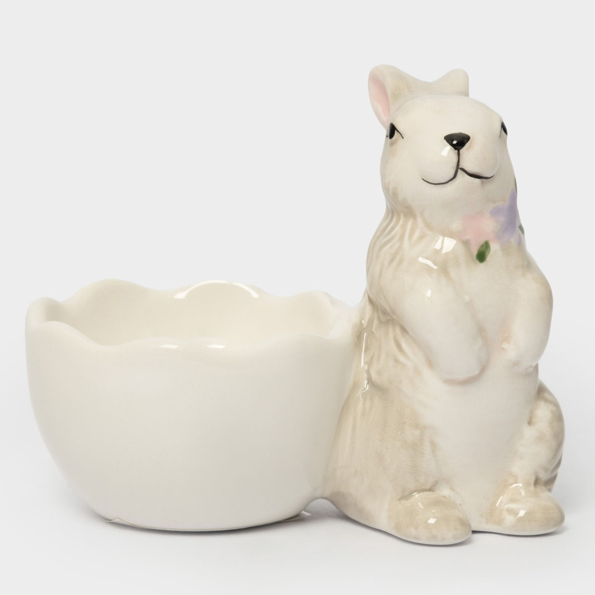 Подставка для яйца Anna Lafarg Пасха Натуральная Кролик с цветами 8см