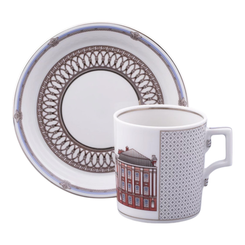 Чайная пара Императорский фарфоровый завод Серебряный город