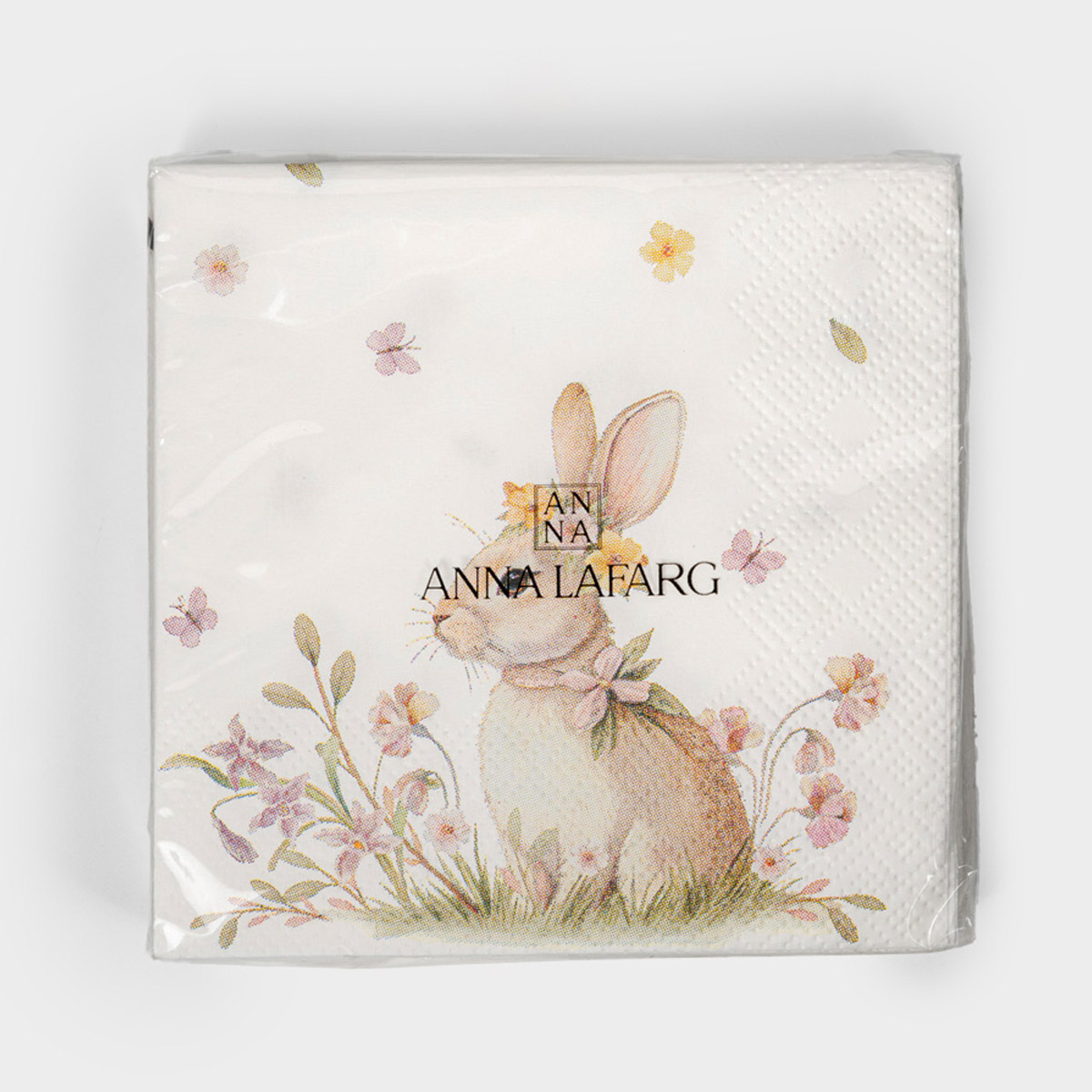 Салфетки бумажные Anna Lafarg Пасха Натуральная Кролик с венком, 20шт