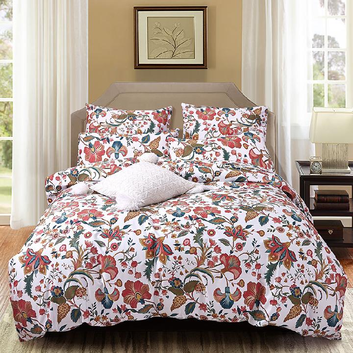 Комплект постельного белья 1,5-спальный Pappel, белый с красным