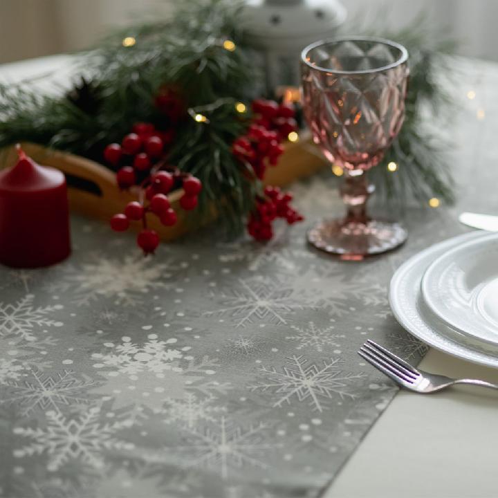 Дорожка сервировочная Не в сервант Серые снежинки 40x140см