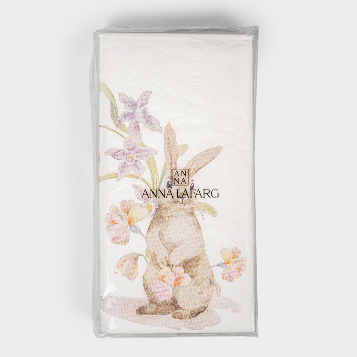 Салфетки бумажные Anna Lafarg Пасха Натуральная Кролик в цветах, 20шт