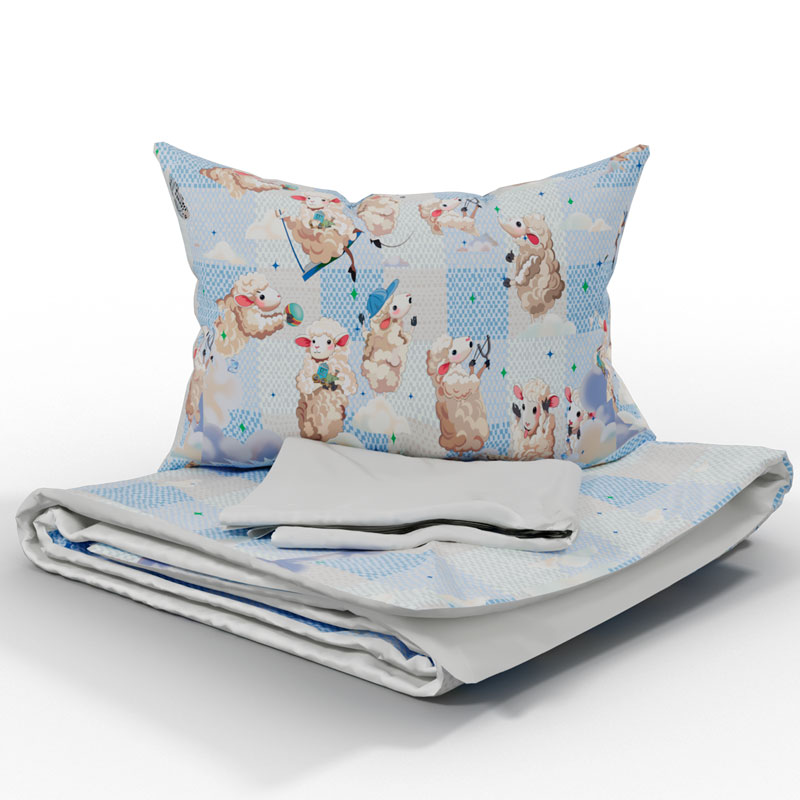 Комплект постельного белья детский Mollen Барашки Boom жемчужно-белый