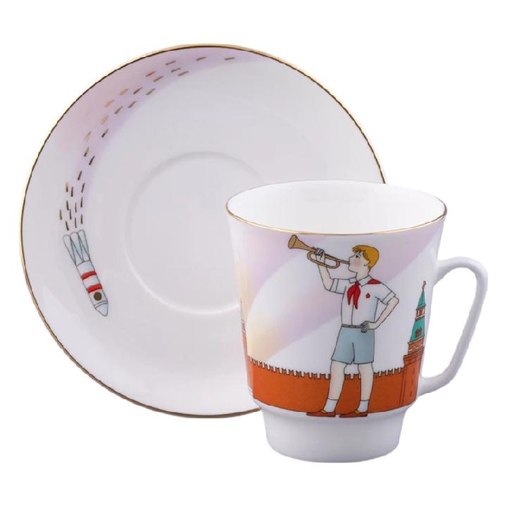 Пара чайная Императорский фарфоровый завод Москва и москвичи Спасская башня