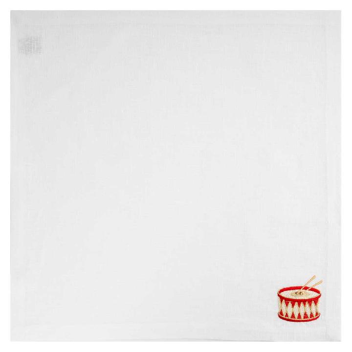 Салфетка сервировочная Amitile Барабан, цвет белый вышивка цветная