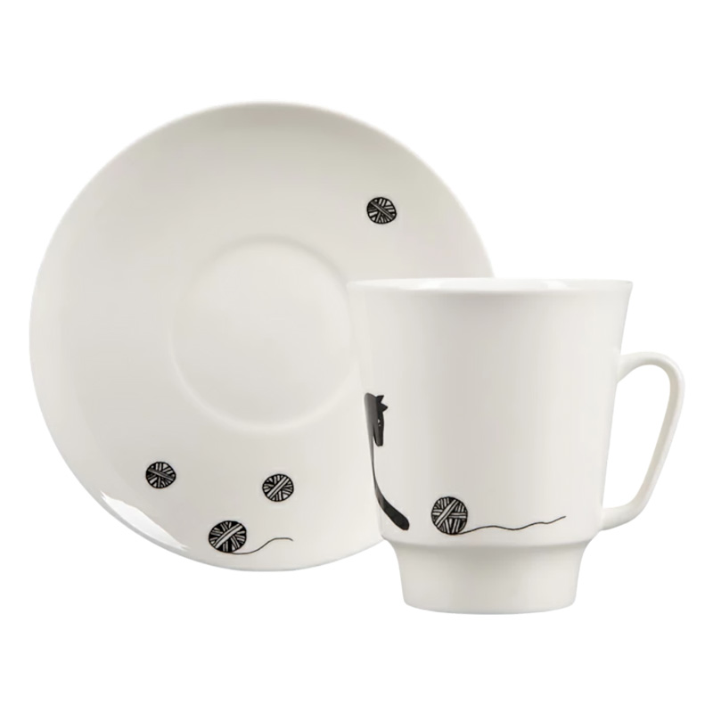 Пара чайная Императорский фарфоровый завод Котовасия Веселый клубочек