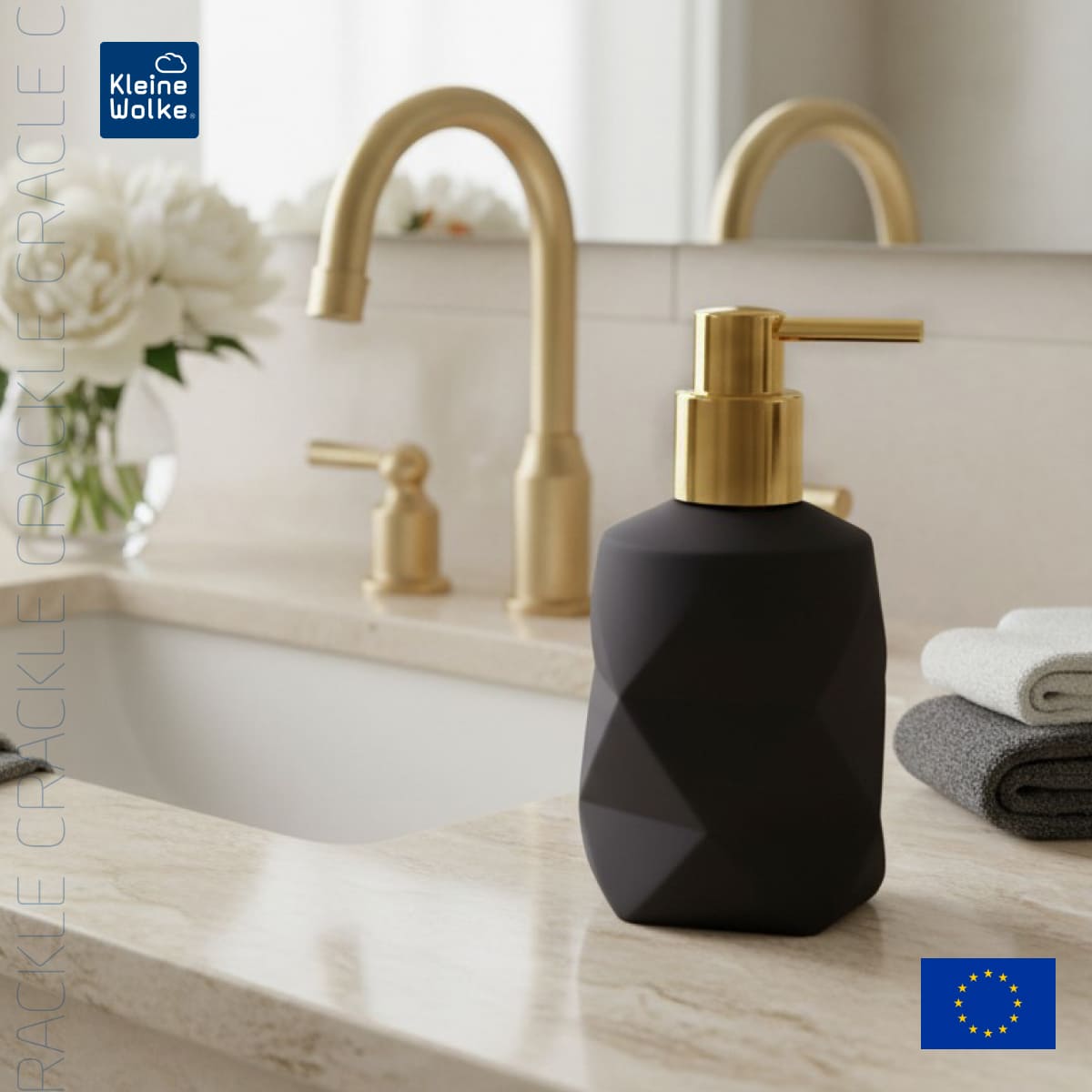 Дозатор для жидкого мыла Kleine Wolke Golden Crackle, черный