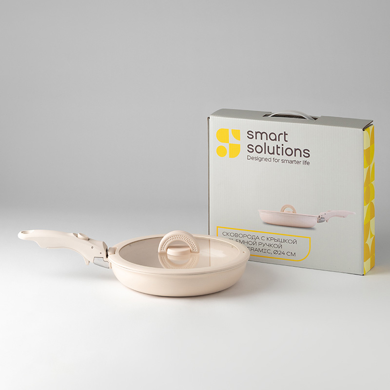 Сковорода с крышкой и съемной ручкой Smart Solutions Smart Ceramic 24см