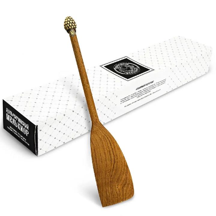 Лопатка Кольчугинский Мельхиор Малина, деревянная с латунной накладкой широкая