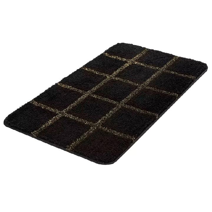 Коврик для ванной 60x100см Kleine Wolke Grid, черный с золотым