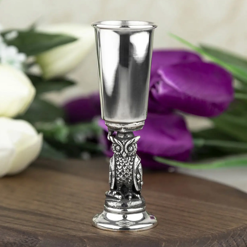 Рюмка Кольчугинский Мельхиор Охотничий домик Сова