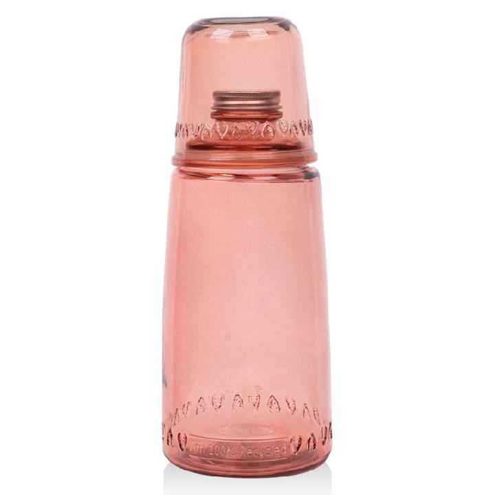 Бутылка для воды со стаканом San Miguel Natural Water, цвет розовый