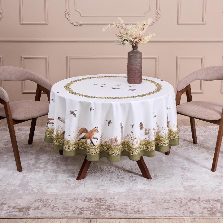Скатерть круглая Santalino Охота 190см