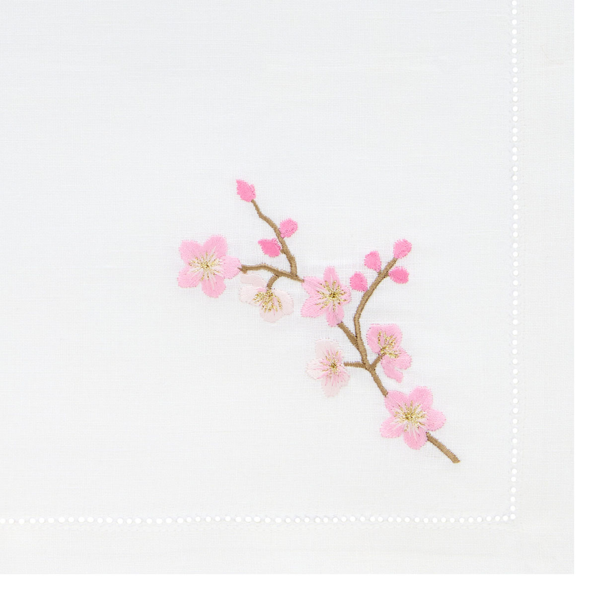 Салфетка сервировочная Amitile Parfume de jardin Сакура 43х43см лен белый, вышивка цветная