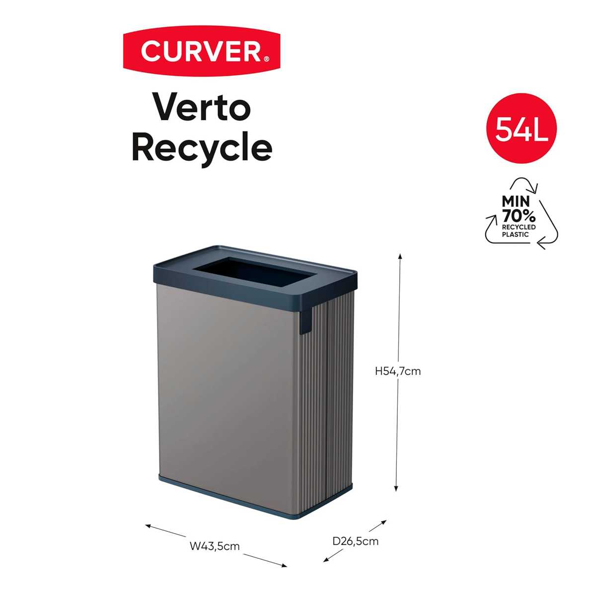 Контейнер для раздельного сбора мусора Curver Verto 43,5x26,5x54,7см, серый