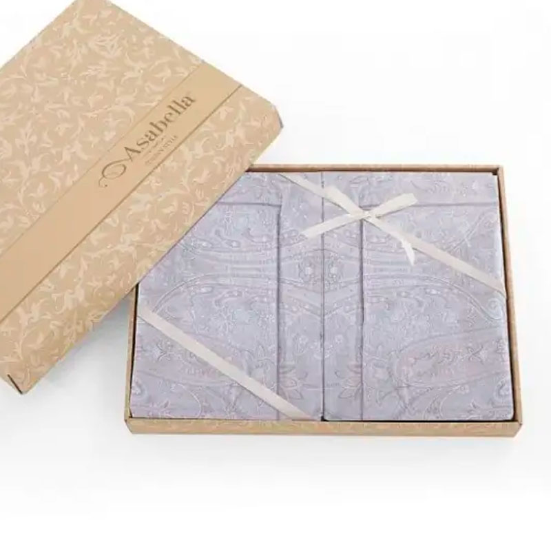 Комплект постельного белья евро Anabella Asabella, узор пейсли на светло-сером