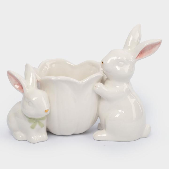 Конфетница Anna Lafarg Пасха Золотая Кролики с цветком