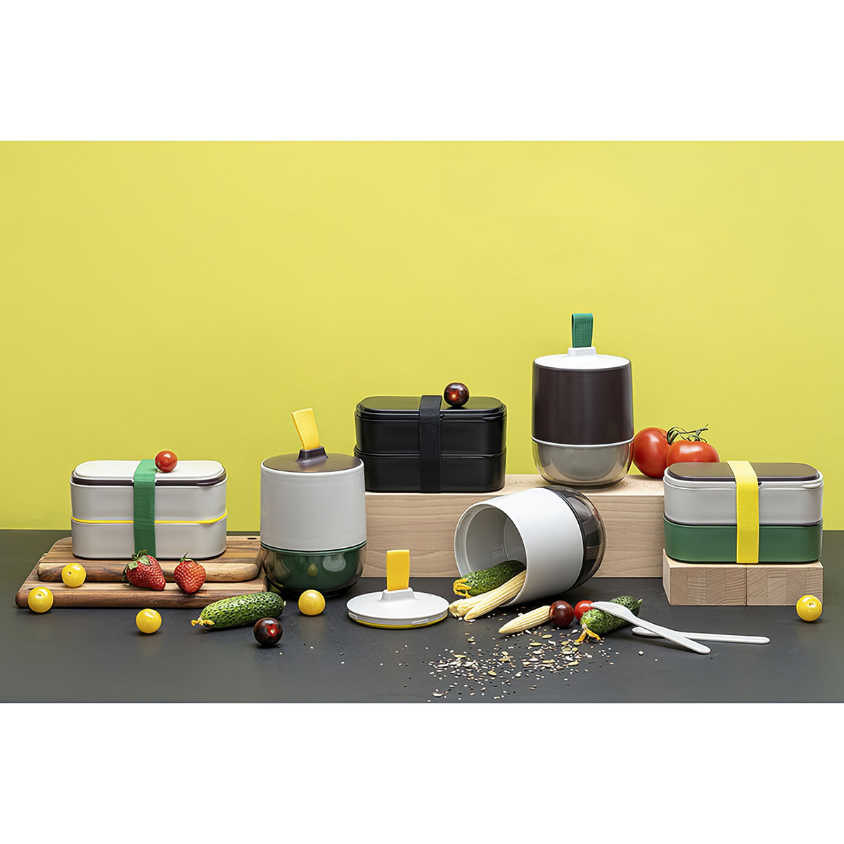 Ланч-бокс с приборами Smart Solutions Food Time, серый с зеленым