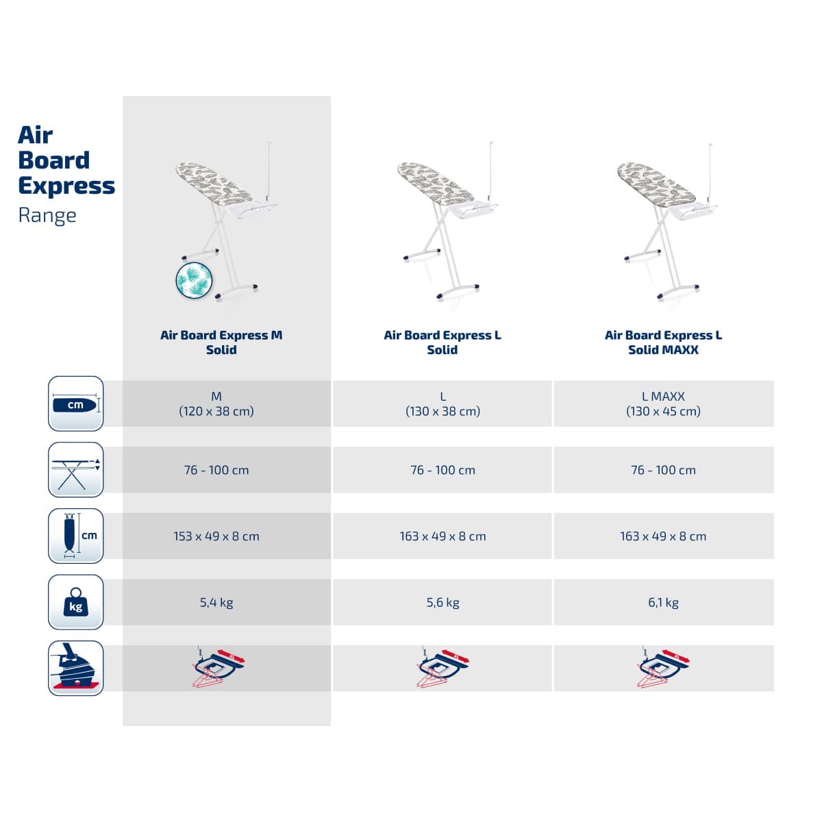 Гладильная доска Leifheit Airboard Solid Plus M 120х38см