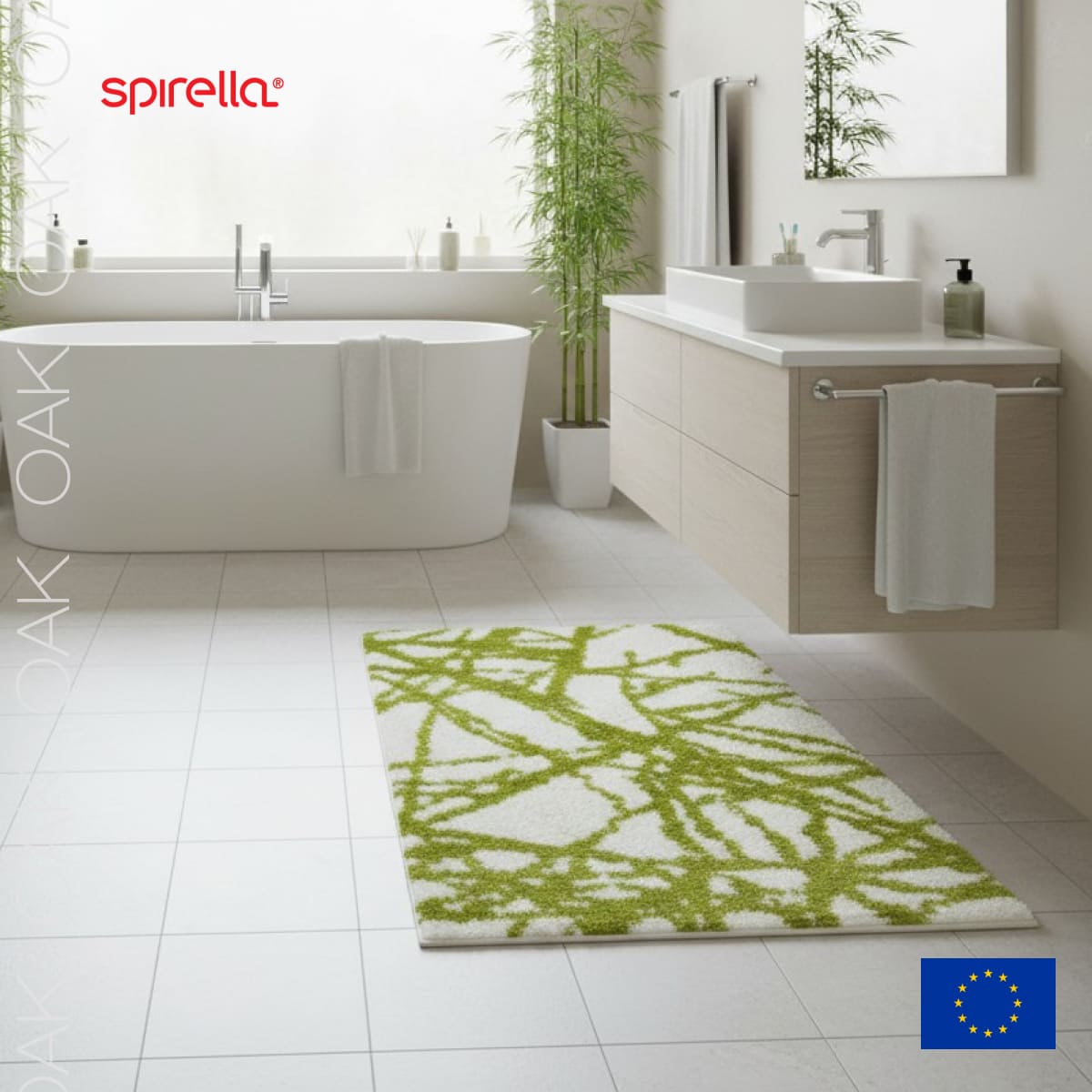 Коврик для ванной 60x90см Spirella OAK, зеленый