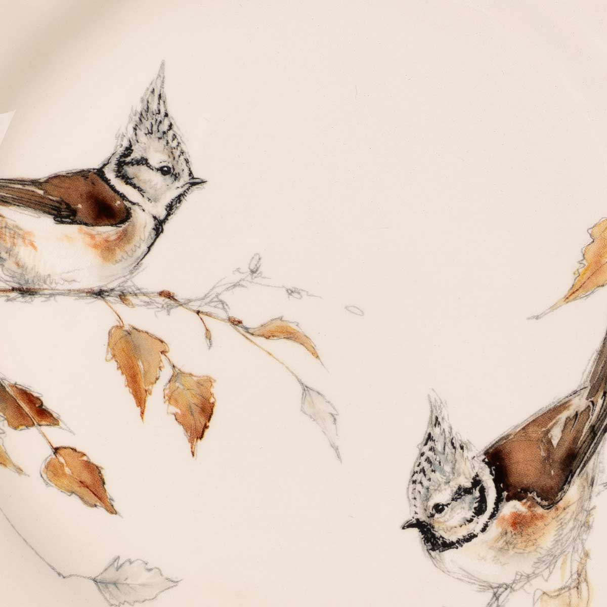 Тарелка десертная Gien Oiseaux Foret Хохлатая синица