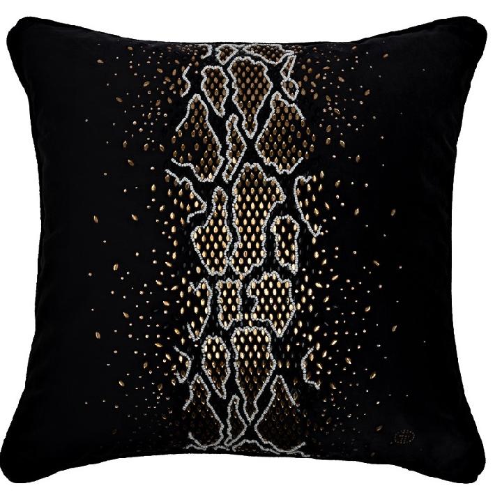 Подушка декоративная со стразами Garda Decor Питон, цвет черный