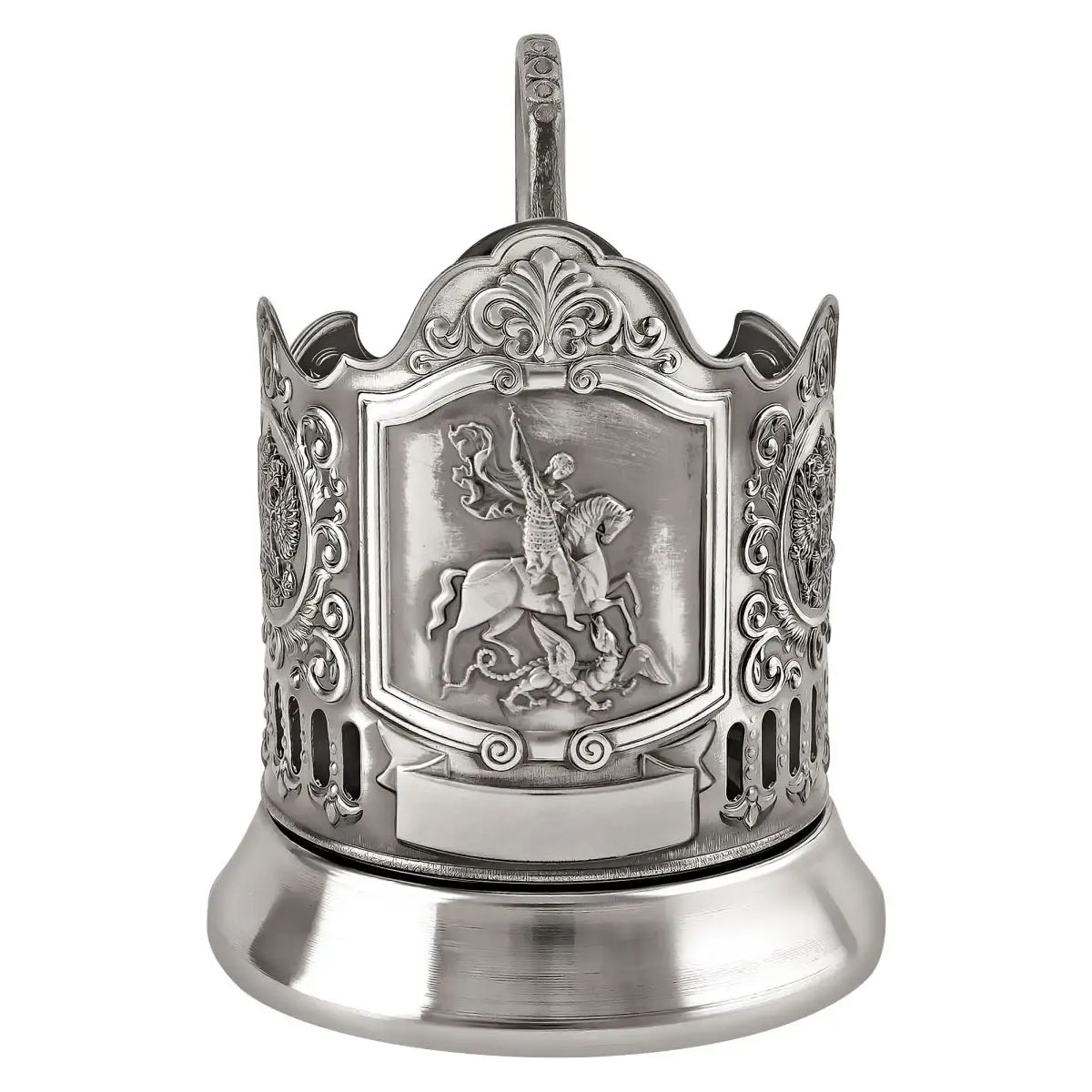 Стакан в подставканнике Кольчугинский Мельхиор Патриот Георгий Победоносец