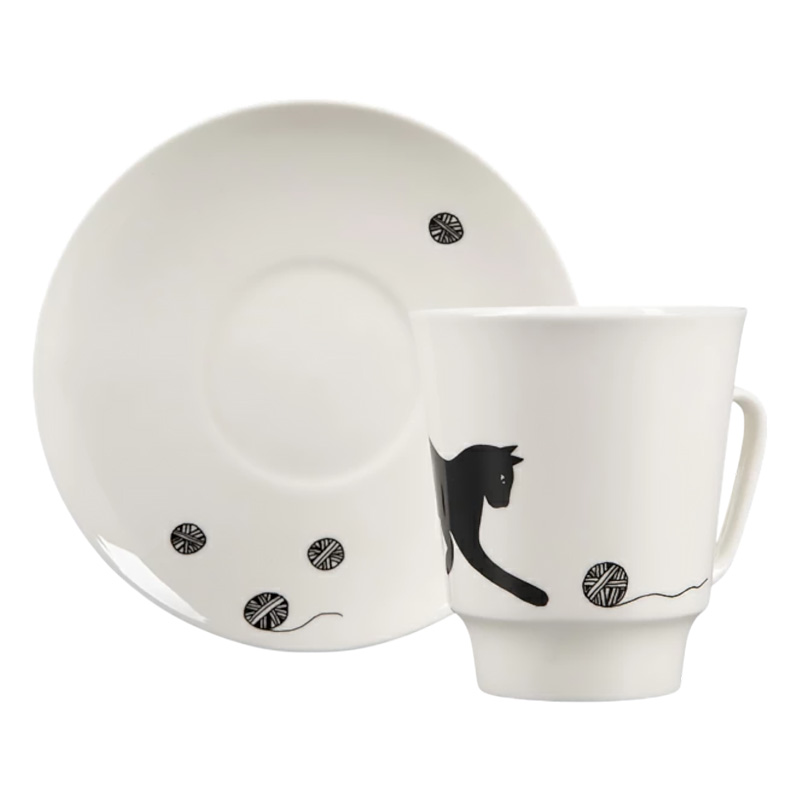 Пара чайная Императорский фарфоровый завод Котовасия Веселый клубочек