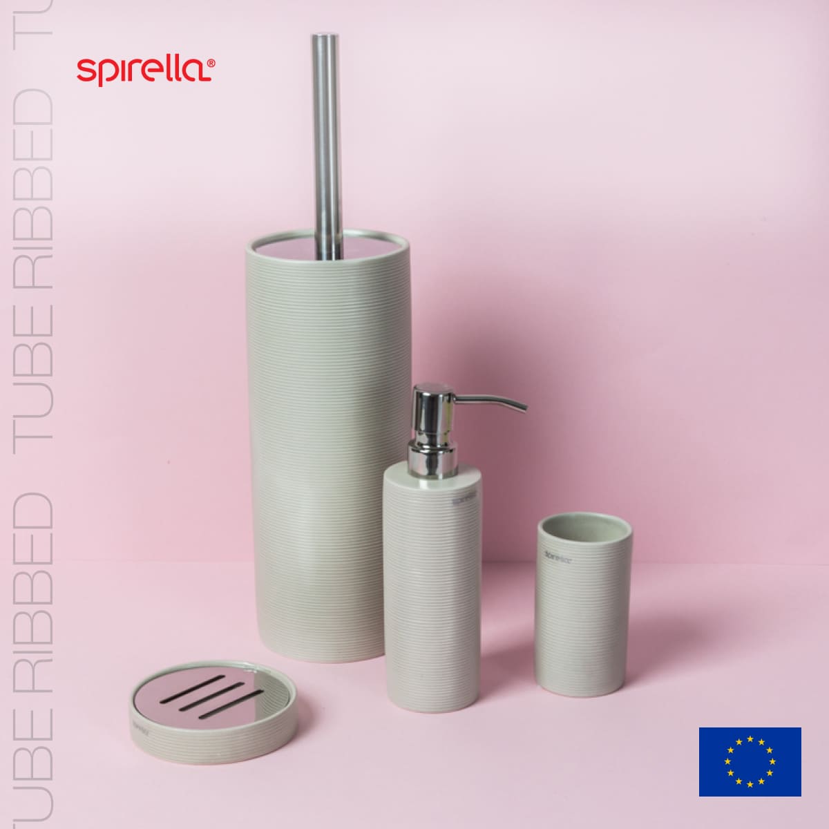 Ерш с подставкой Spirella Tube-Ribbed, серый
