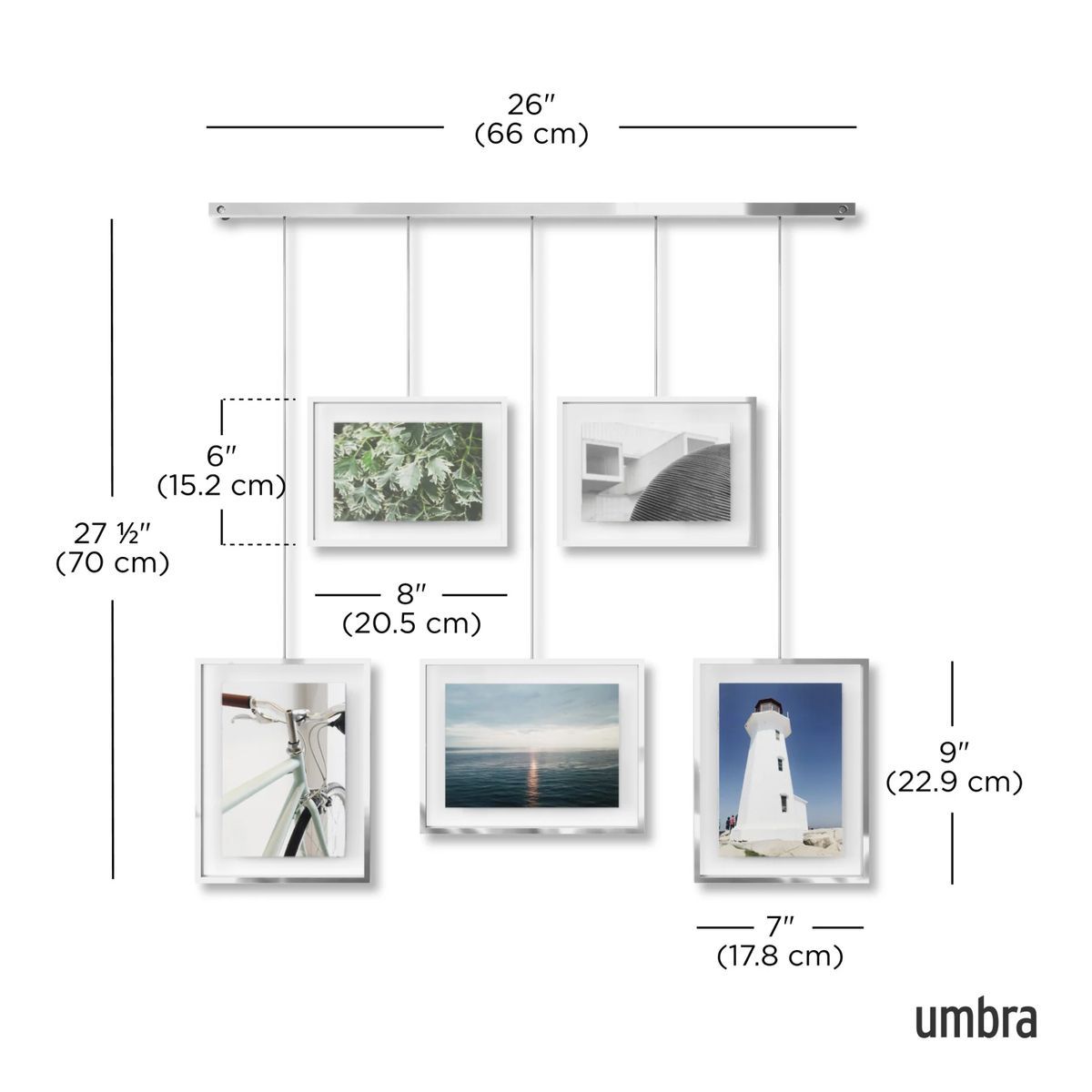 Панно для фотографий Umbra Exhibit, хром