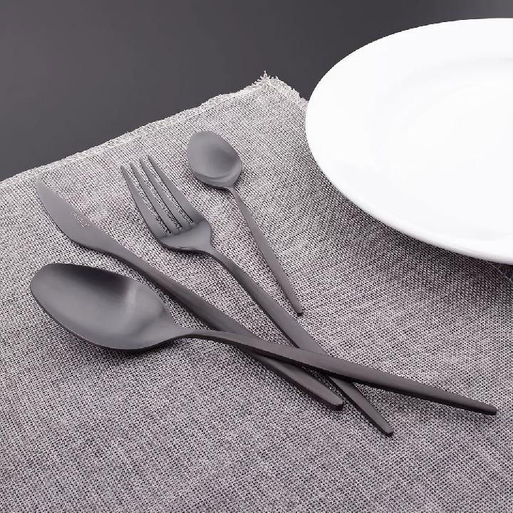 Набор столовых приборов Cristema Rabat 24 предмета на 6 персон, матовая полировка, цвет черный