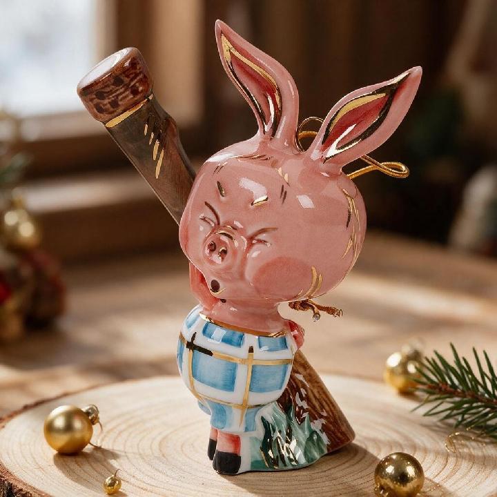 Елочная игрушка Лефортовский фарфор Пятачок