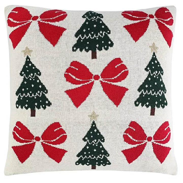 Подушка вязаная с новогодним рисунком Tkano New Year Essential Christmas Bows