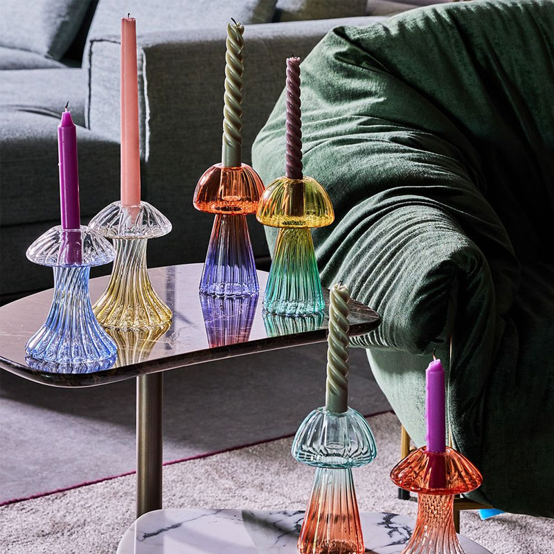 Подсвечник Andrea Fontebasso Glass Design Mushroom 13см, голубой