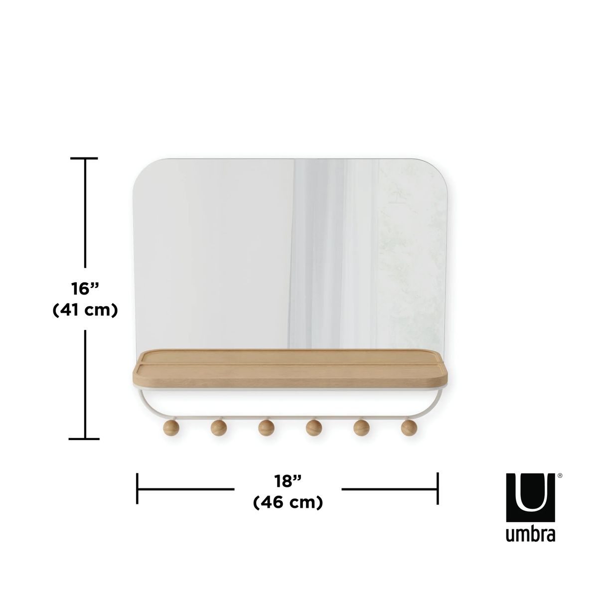Зеркало с крючками для аксессуаров Umbra Estique