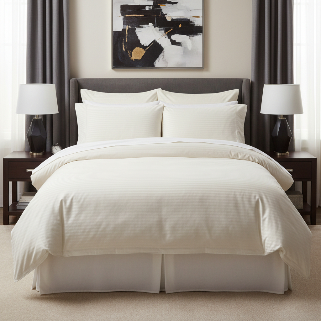 Комплект постельного белья евро Lameirinho Jacquard Stripes