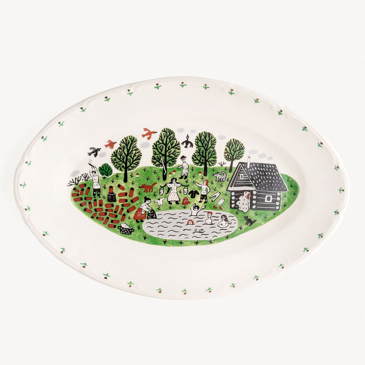 Блюдо овальное Дымов Керамика Огород Уткина Деревня 29x20см