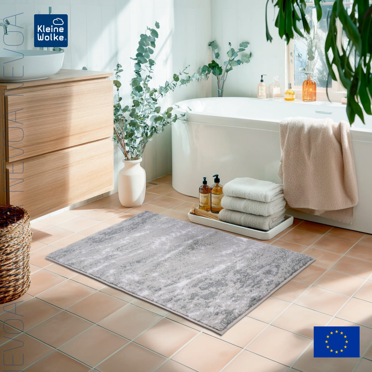 Коврик для ванной комнаты Kleine Wolke Nevoa 70x120см, серебристо-серый