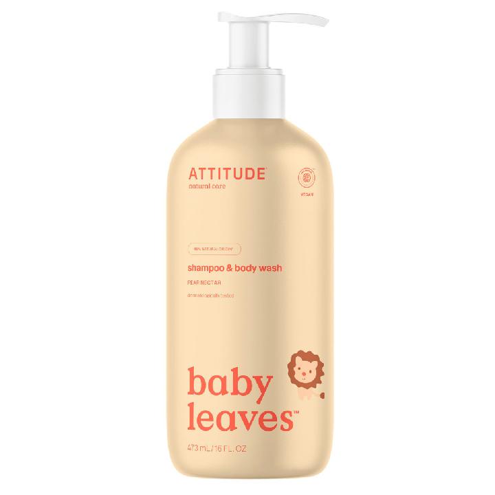 Детский шампунь гель для волос и тела 2 в 1 Attitude Baby Грушевый нектар 473мл