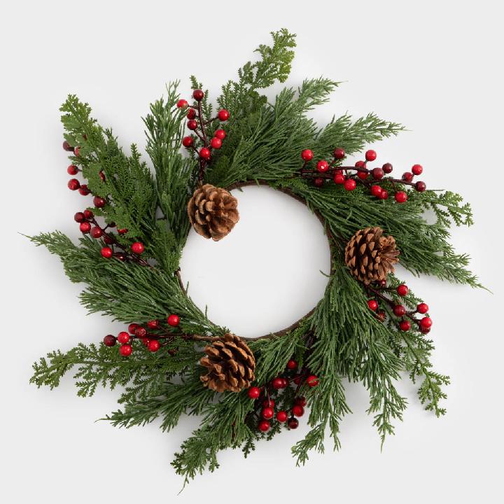 Венок декоративный Anna Lafarg Чудесное Время Шишки и красные ягоды