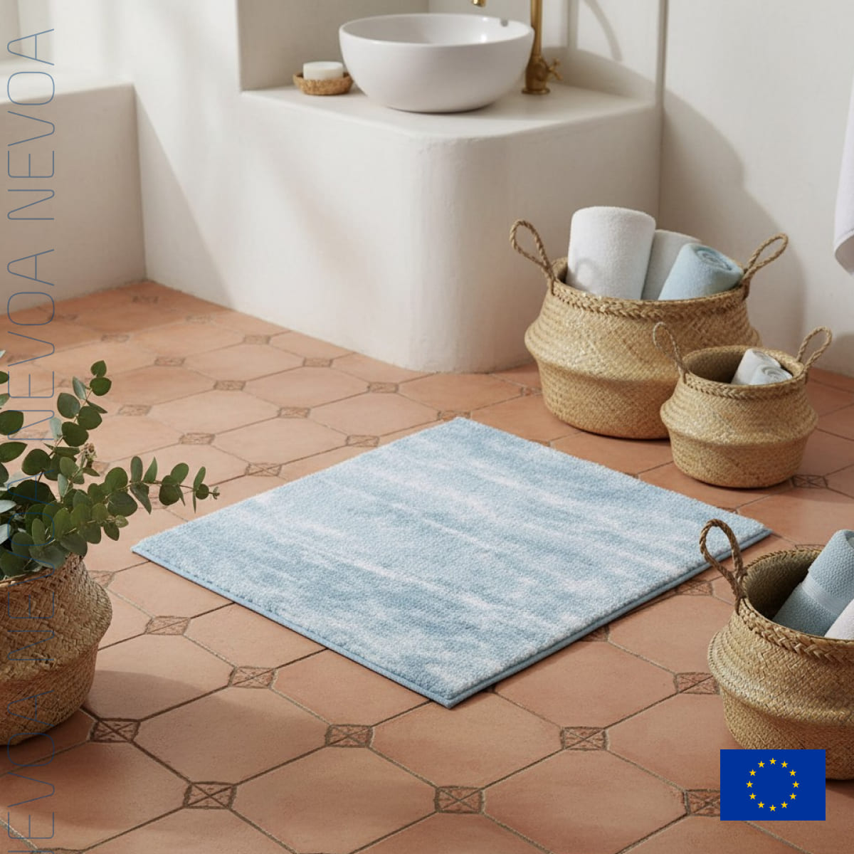 Коврик для ванной комнаты Kleine Wolke Nevoa 60x60см, светло-голубой