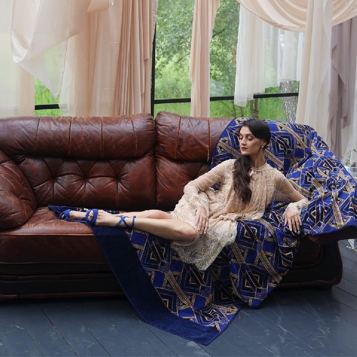 Плед Feiler Gatsby 150x230см, синий