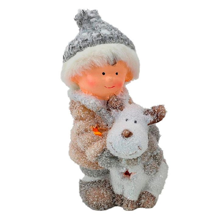 Декоративная фигурка со светодиодной подсветкой Magic Time Мальчик с собакой